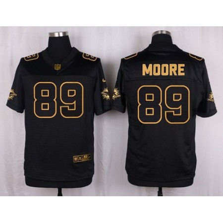 Dolphins #89 Nat Moore Black Men's Stitched NFL Elite Pro Line Gold Collection Jersey