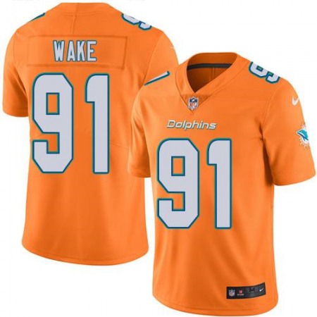 Dolphins #91 Cameron Wake Orange Men's Stitched NFL Limited Rush Jersey