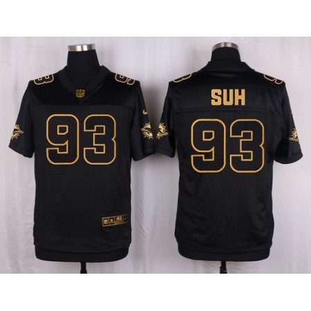 Dolphins #93 Ndamukong Suh Black Men's Stitched NFL Elite Pro Line Gold Collection Jersey
