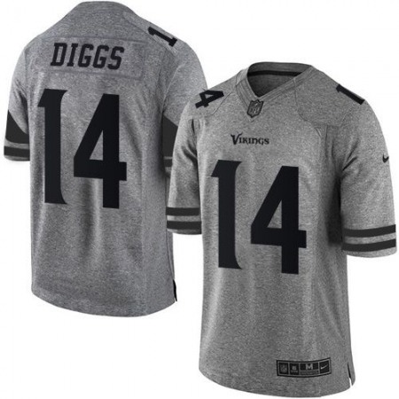 Vikings #14 Stefon Diggs Gray Men's Stitched NFL Limited Gridiron Gray Jersey