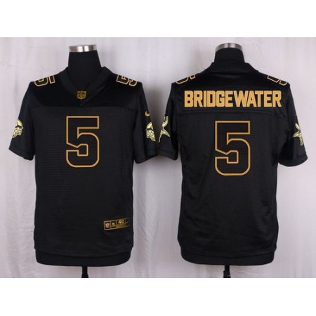 Vikings #5 Teddy Bridgewater Black Men's Stitched NFL Elite Pro Line Gold Collection Jersey