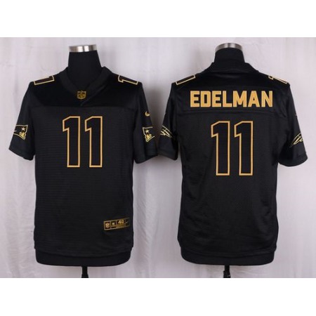 Patriots #11 Julian Edelman Black Men's Stitched NFL Elite Pro Line Gold Collection Jersey