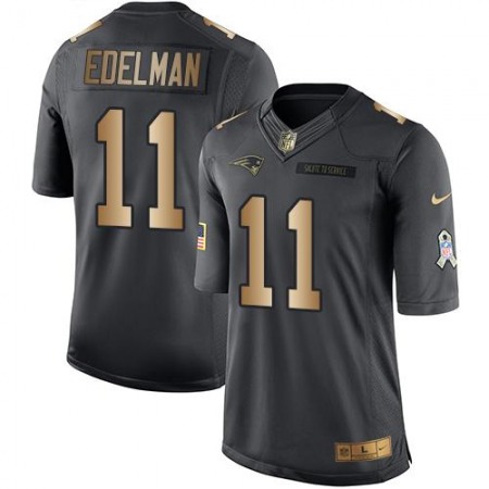 Patriots #11 Julian Edelman Black Men's Stitched NFL Limited Gold Salute To Service Jersey
