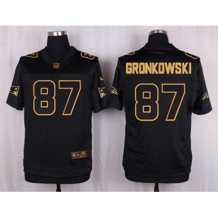 Patriots #87 Rob Gronkowski Black Men's Stitched NFL Elite Pro Line Gold Collection Jersey