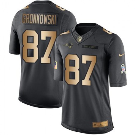 Patriots #87 Rob Gronkowski Black Men's Stitched NFL Limited Gold Salute To Service Jersey