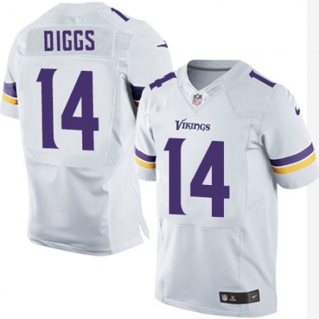 Vikings #14 Stefon Diggs White Men's Stitched NFL Elite Jersey