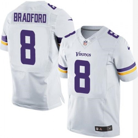 Vikings #8 Sam Bradford White Men's Stitched NFL Elite Jersey