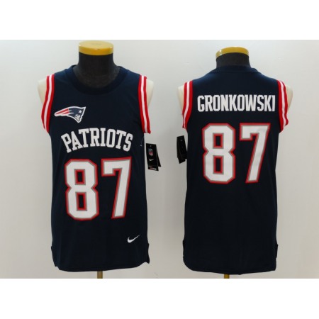 Men's New England Patriots #87 Rob Gronkowski Navy Blue Team Color Stitched NFL Limited Rush Tank Top Jersey