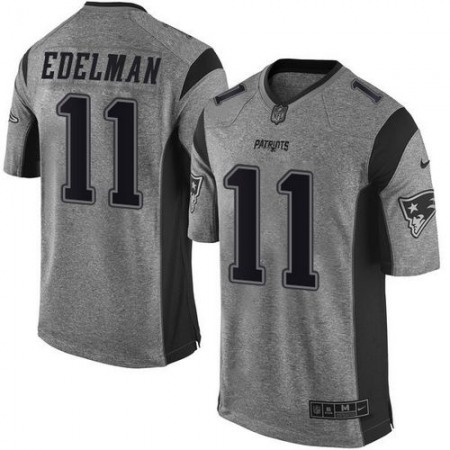 Patriots #11 Julian Edelman Gray Men's Stitched NFL Limited Gridiron Gray Jersey