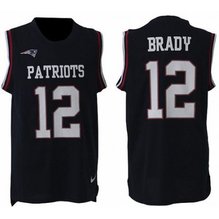 Patriots #12 Tom Brady Navy Blue Team Color Men's Stitched NFL Limited Tank Top Jersey