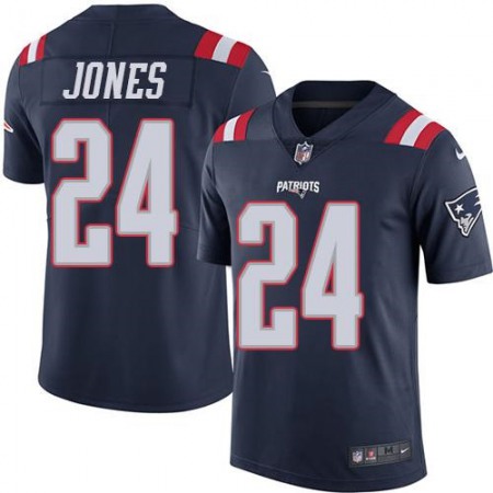 Patriots #24 Cyrus Jones Navy Blue Men's Stitched NFL Limited Rush Jersey