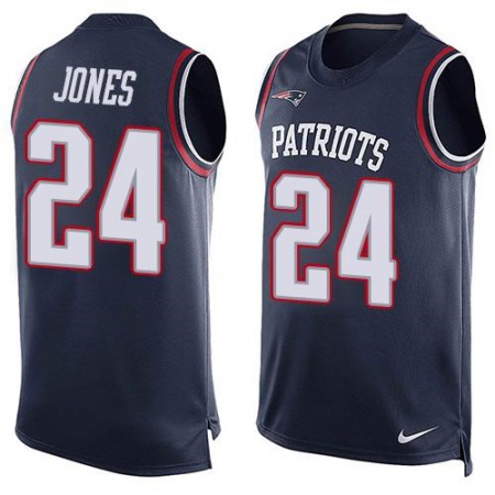 Patriots #24 Cyrus Jones Navy Blue Team Color Men's Stitched NFL Limited Tank Top Jersey