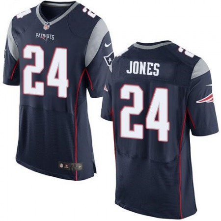 Patriots #24 Cyrus Jones Navy Blue Team Color Men's Stitched NFL New Elite Jersey