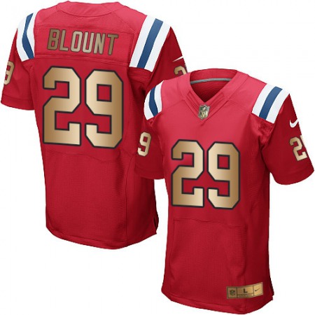 Patriots #29 LeGarrette Blount Red Alternate Men's Stitched NFL Elite Gold Jersey