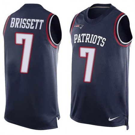 Patriots #7 Jacoby Brissett Navy Blue Team Color Men's Stitched NFL Limited Tank Top Jersey