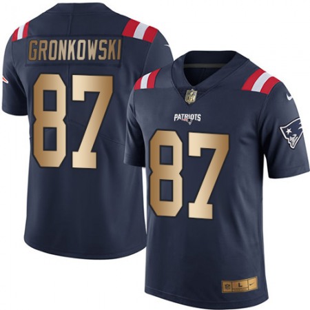 Patriots #87 Rob Gronkowski Navy Blue Men's Stitched NFL Limited Gold Rush Jersey