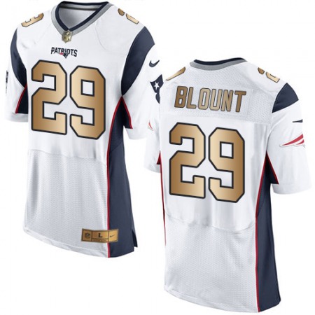 Patriots #29 LeGarrette Blount White Men's Stitched NFL New Elite Gold Jersey