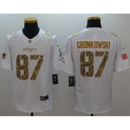 Patriots #87 Rob Gronkowski White Men's Stitched NFL Limited Salute to Service Jersey