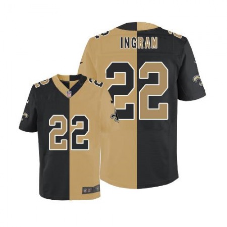 Saints #22 Mark Ingram Black/Gold Men's Stitched NFL Elite Split Jersey