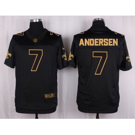 Saints #7 Morten Andersen Black Men's Stitched NFL Elite Pro Line Gold Collection Jersey