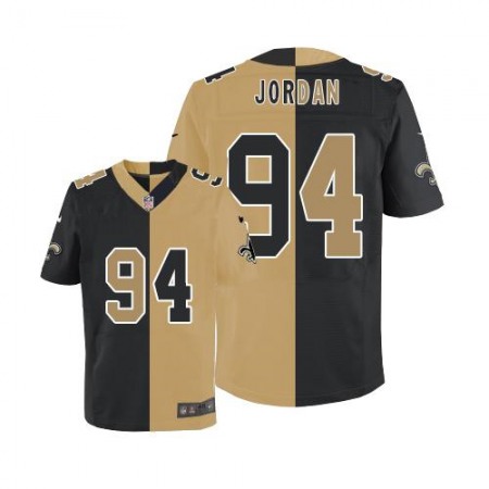 Saints #94 Cameron Jordan Black/Gold Men's Stitched NFL Elite Split Jersey