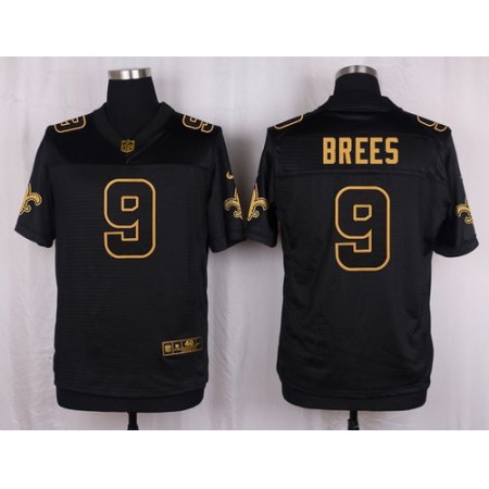 Saints #9 Drew Brees Black Men's Stitched NFL Elite Pro Line Gold Collection Jersey