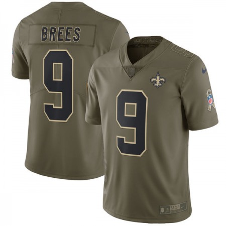 Men's New Orleans Saints #9 Drew Brees Olive Salute To Service Limited Stitched NFL Jersey