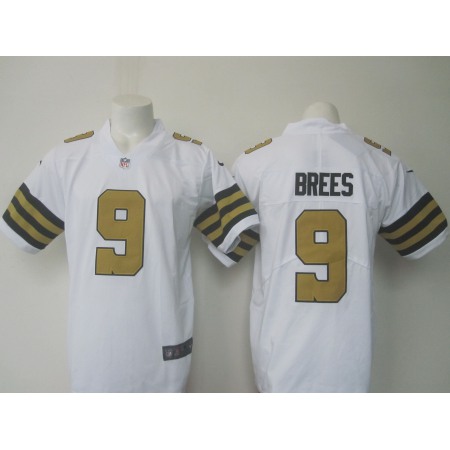 Men's Saints #9 Dree Brees White Limited Rush Stitched NFL Jersey