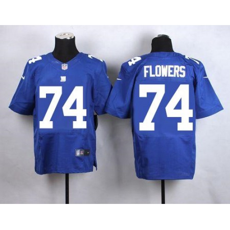 Giants #74 Ereck Flowers Royal Blue Team Color Men's Stitched NFL Elite Jersey