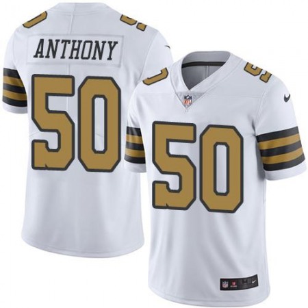 Saints #50 Stephone Anthony White Men's Stitched NFL Limited Rush Jersey