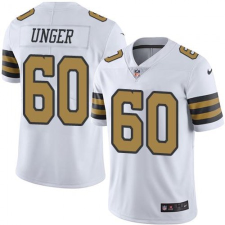 Saints #60 Max Unger White Men's Stitched NFL Limited Rush Jersey