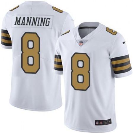 Saints #8 Archie Manning White Men's Stitched NFL Limited Rush Jersey