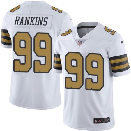 Saints #99 Sheldon Rankins White Men's Stitched NFL Limited Rush Jersey