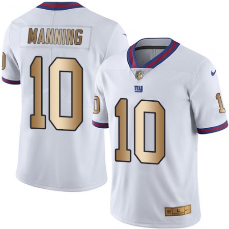 Giants #10 Eli Manning White Men's Stitched NFL Limited Gold Rush Jersey