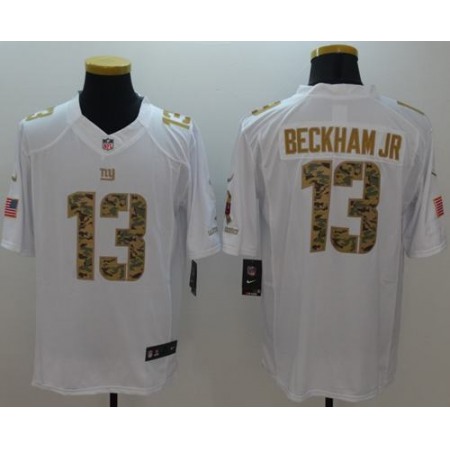 Giants #13 Odell Beckham Jr White Men's Stitched NFL Limited Salute to Service Jersey