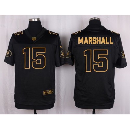 Jets #15 Brandon Marshall Black Men's Stitched NFL Elite Pro Line Gold Collection Jersey