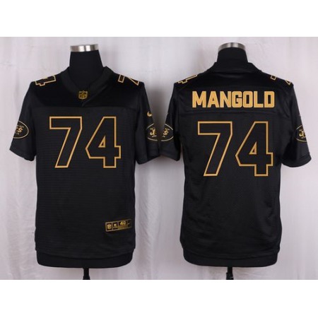Jets #74 Nick Mangold Black Men's Stitched NFL Elite Pro Line Gold Collection Jersey