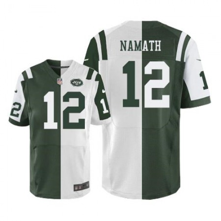 Jets #12 Joe Namath Green/White Men's Stitched NFL Elite Split Jersey
