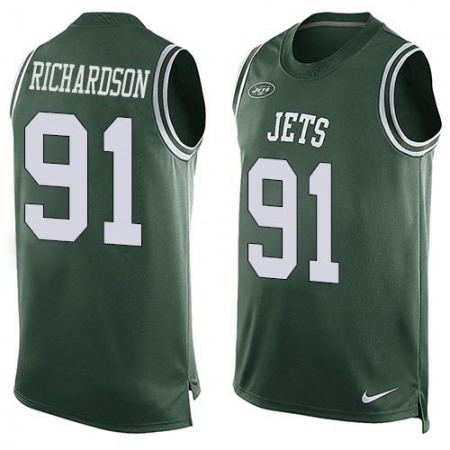 Jets #91 Sheldon Richardson Green Team Color Men's Stitched NFL Limited Tank Top Jersey