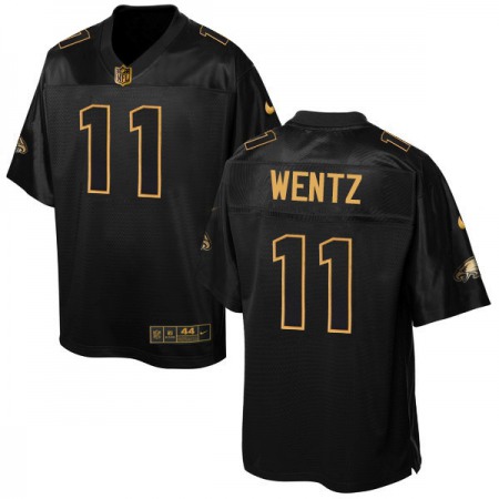 Eagles #11 Carson Wentz Black Men's Stitched NFL Elite Pro Line Gold Collection Jersey