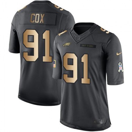 Eagles #91 Fletcher Cox Black Men's Stitched NFL Limited Gold Salute To Service Jersey