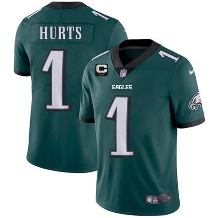 Men's Philadelphia Eagles #1 Jalen Hurts 2022 Green With 2-star C Patch Vapor Untouchable Limited Stitched Jersey