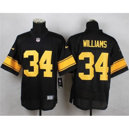 Steelers #34 DeAngelo Williams Black(Gold No.) Men's Stitched NFL Elite Jersey