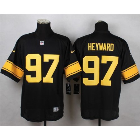 Steelers #97 Cameron Heyward Black(Gold No.) Men's Stitched NFL Elite Jersey