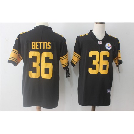 Men's Pittsburgh Steelers #36 Jerome Bettis Black Limited Rush Stitched NFL Jersey