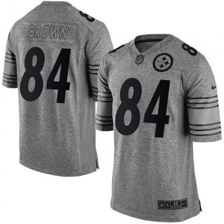 Steelers #84 Antonio Brown Gray Men's Stitched NFL Limited Gridiron Gray Jersey