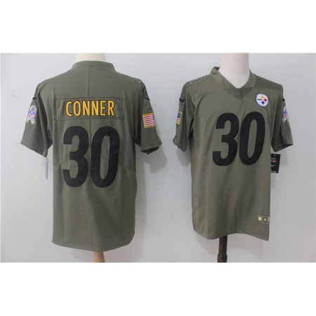 Men's Pittsburgh Steelers #30 James Conner Olive Salute To Service Limited Stitched NFL Jersey