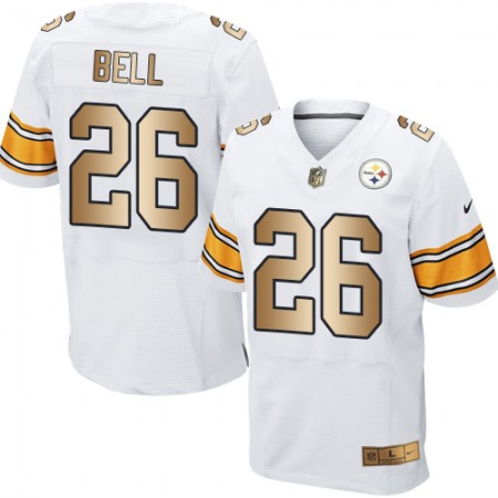 Steelers #26 Le'Veon Bell White Men's Stitched NFL Elite Gold Jersey