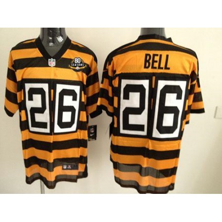 Steelers #26 Le'Veon Bell Yellow/Black Alternate 80TH Throwback Men's Stitched NFL Elite Jersey