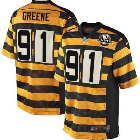 Steelers #91 Kevin Greene Yellow/Black Alternate Men's Stitched NFL 80TH Throwback Elite Jersey